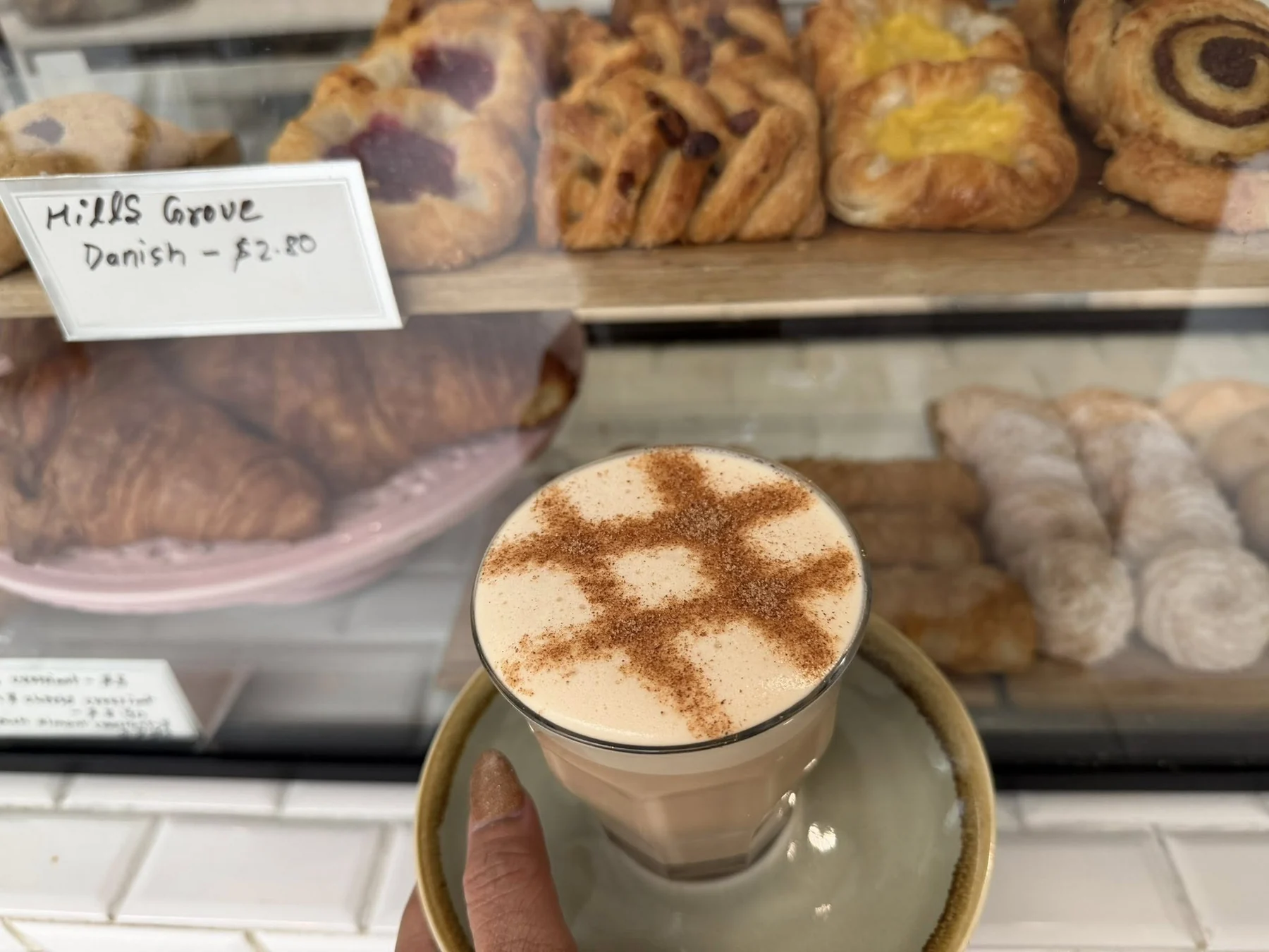 Cafe counter with coffee and pastries